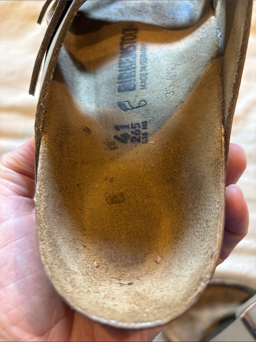 Birkenstock Arizona Sandals in Beige with Rose Gold Buckles worn 6 times - Picture 5 of 5
